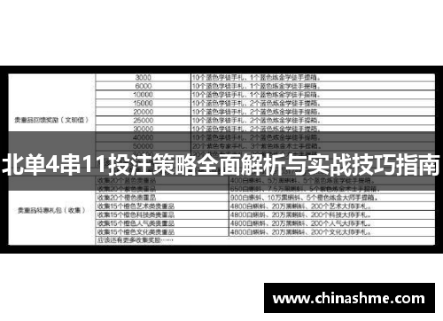 北单4串11投注策略全面解析与实战技巧指南